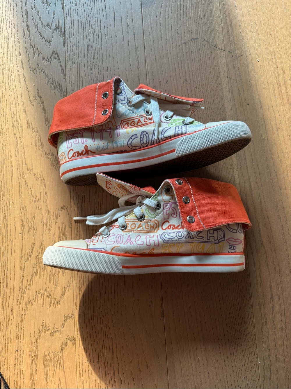Coach Sneakers Women 6.5B Bonney High Top Canvas Lace Up Luxury Shoes